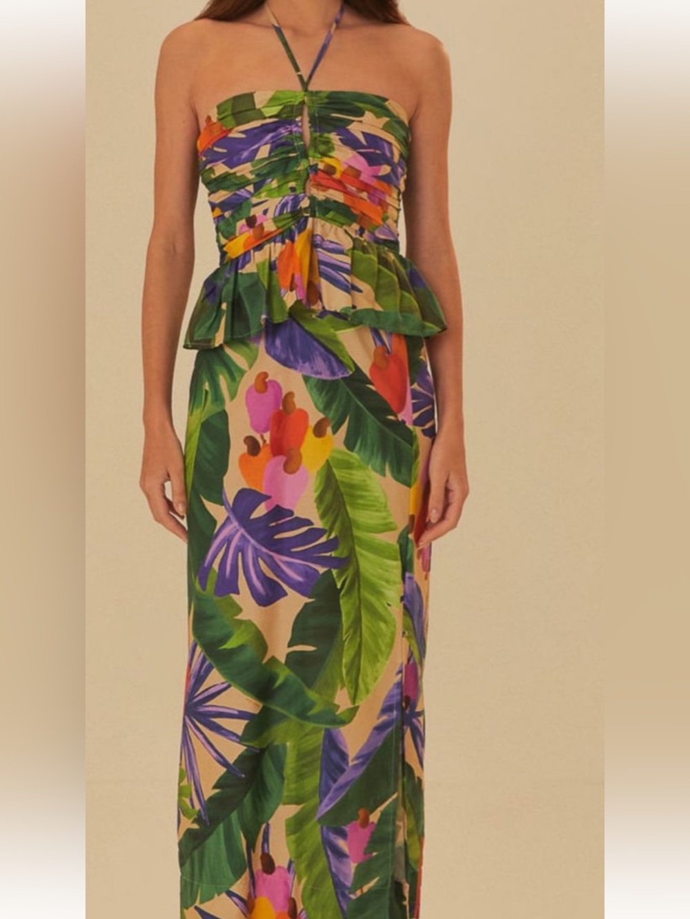 FARM Rio Strapless Midi Dress - Green, Purple, Pink, Orange